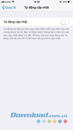 Bật tắt cập nhật