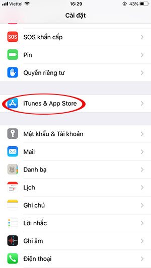 Lựa chọn iTunes