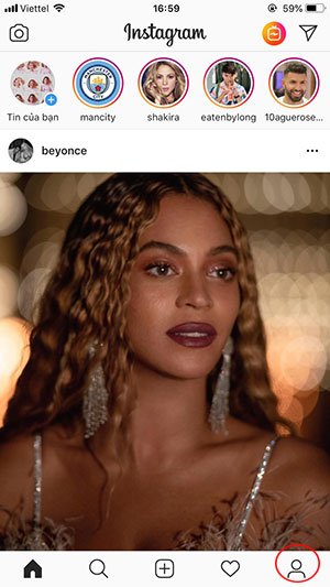 Giao diện trang chủ Instagram