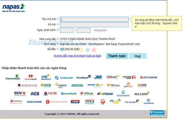 Thanh toán TuyenSInh247