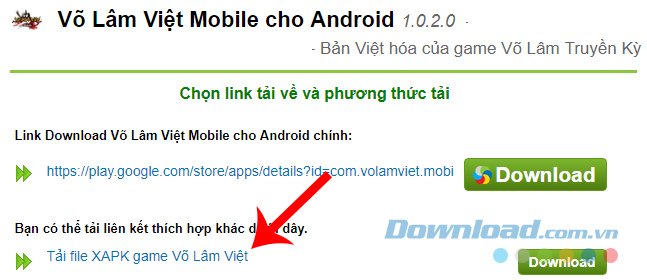 Download file XAPK cho Võ lâm Việt