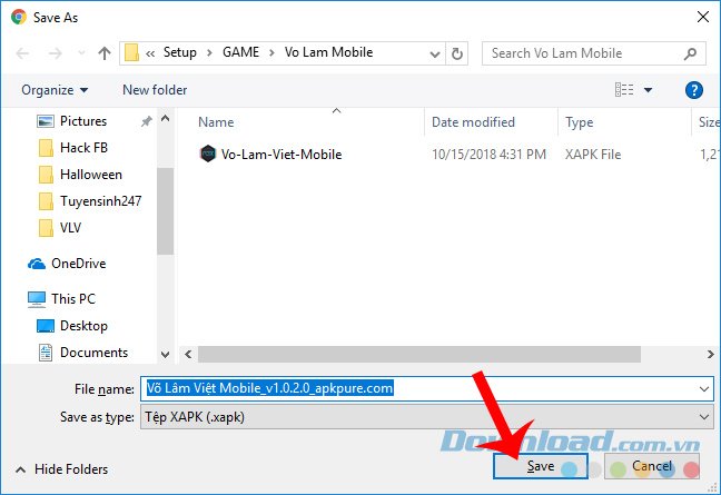 Lưu file cài đặt Võ Lâm Việt