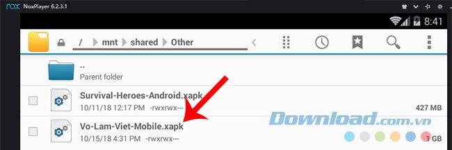 File XAPK game Võ Lâm Việt trong NoxPlayer