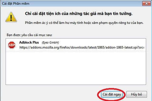 Xác nhận cài đặt