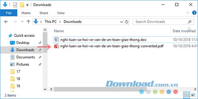 File sau khi chuyển đổi Word sang PDF