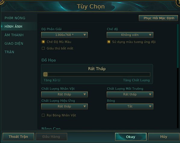 Thiết lập đồ họa game