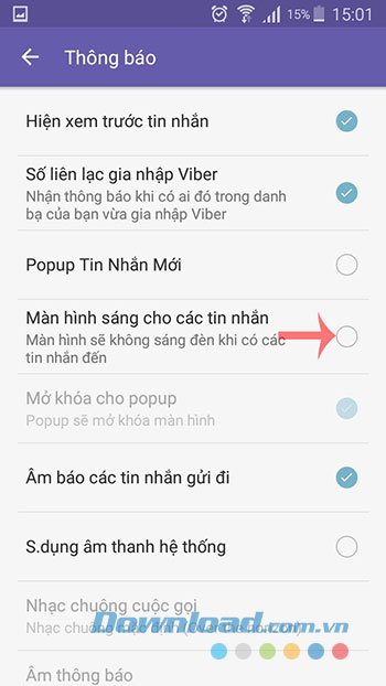Màn hình sáng cho các tin nhắn