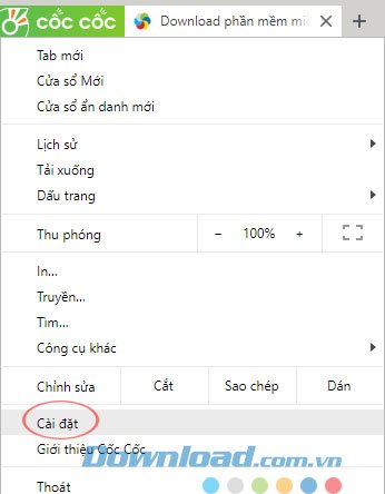 Cài đặt Cốc Cốc