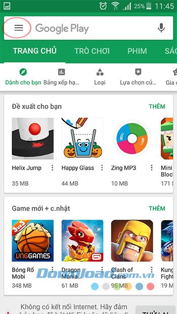 Menu Google Play