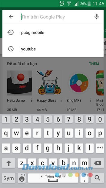 Thanh tìm kiếm Google Play