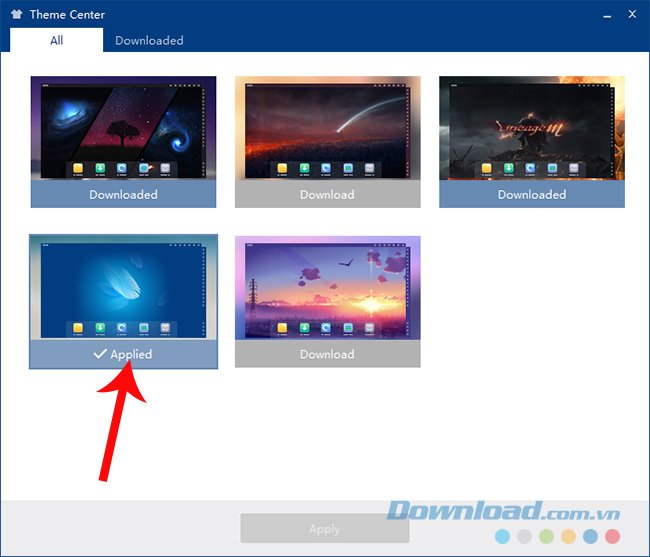 Cài theme mới cho Nox thành công