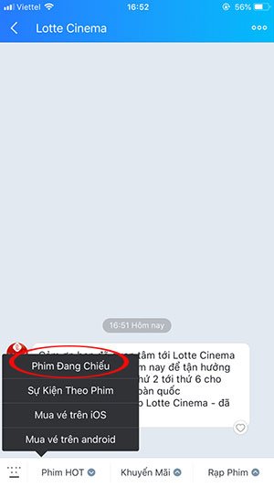 Xem lịch phim đang chiếu của Lotte Cinema