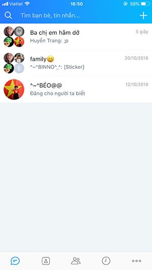 Giao diện chính Zalo