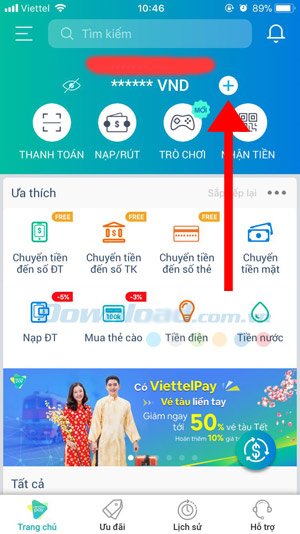 Nạp tiền ViettelPay