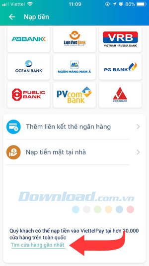 Nạp tiền ViettelPay