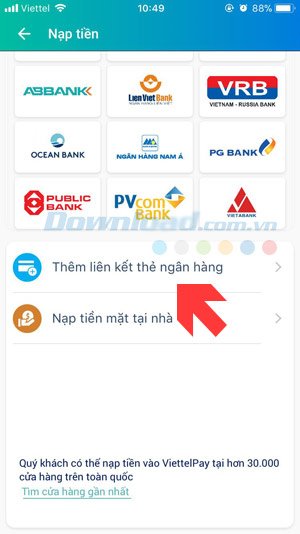 Nạp tiền ViettelPay