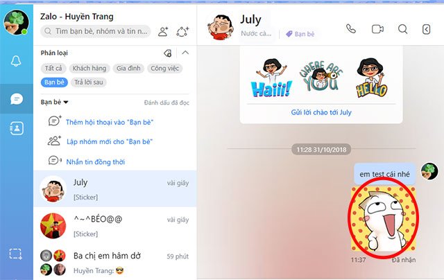 Tin nhắn gửi đi