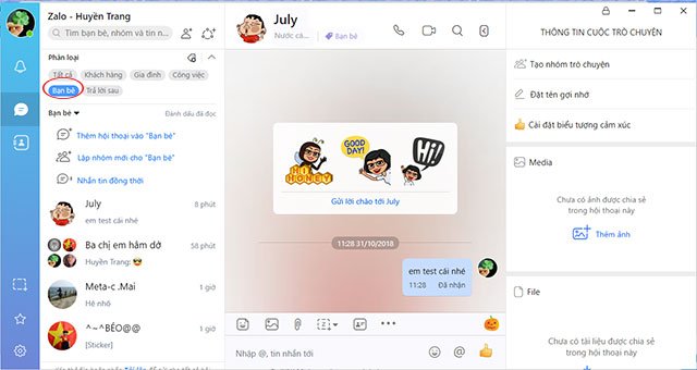 Nhấn chọn thẻ bạn bè