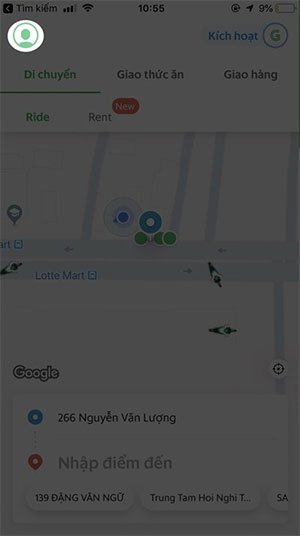 Nhấn chọn tài khoản