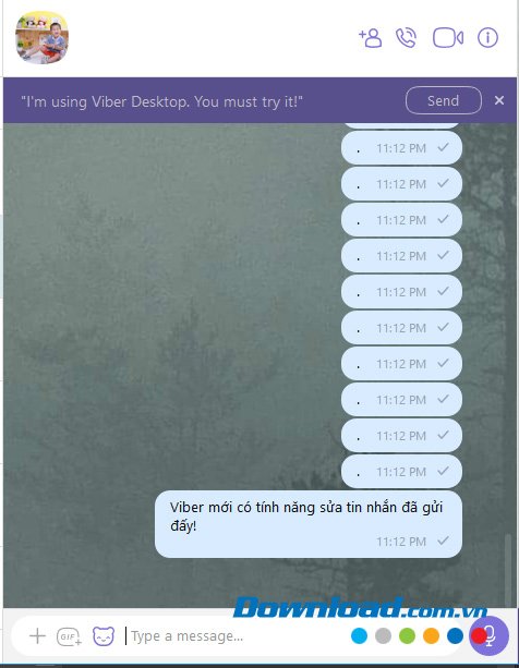 Chọn tin nhắn Viber cần sửa lại