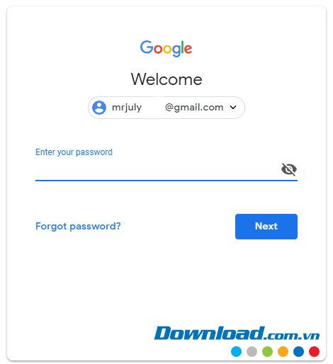 Điền thông tin tài khoản Gmail