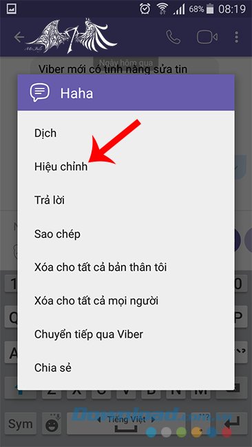 Hiệu chỉnh tin nhắn Viber trên Android