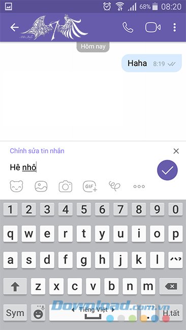 Sửa lại tin nhắn Viber trên Android