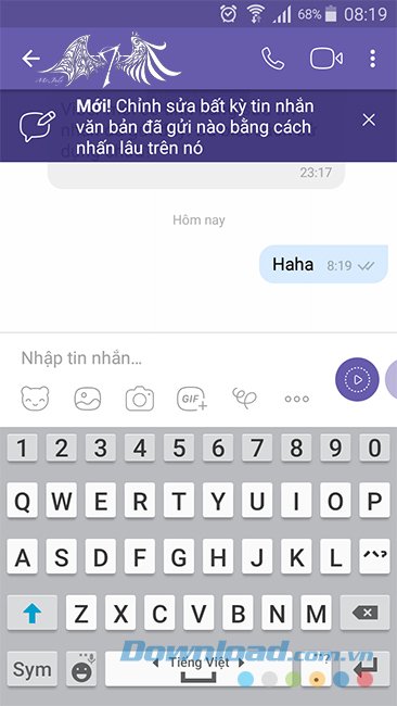 Chọn tin nhắn Viber cần sửa