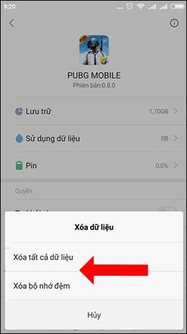Xóa tất cả dữ liệu