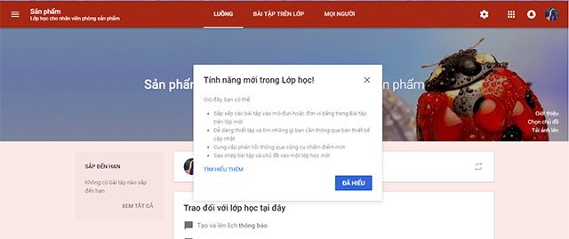Các tính năng mới trong lớp học