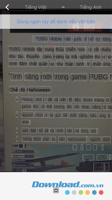 Văn bản sau khi chụp bằng Google dịch