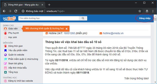 Cách đăng nhập và đăng xuất hệ thống quản lý nhà trường VnEdu