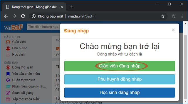 Giáo viên đăng nhập