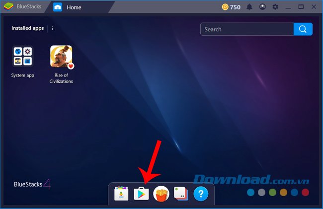 Giao diện chính BlueStacks