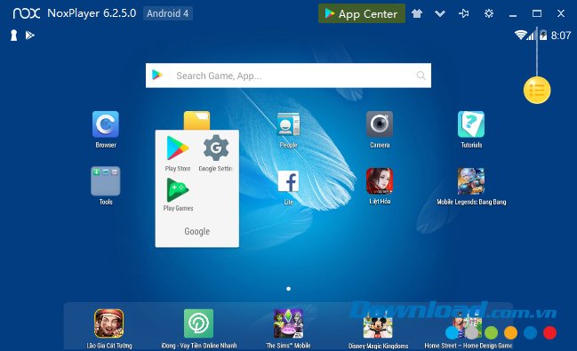Giao diện chính của NoxPlayer