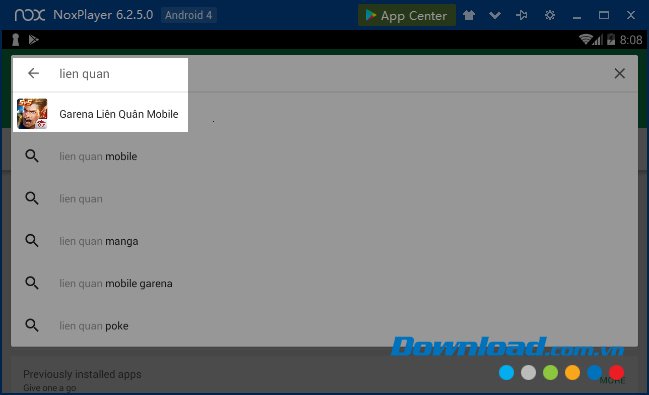 Tìm kiếm game trên Nox