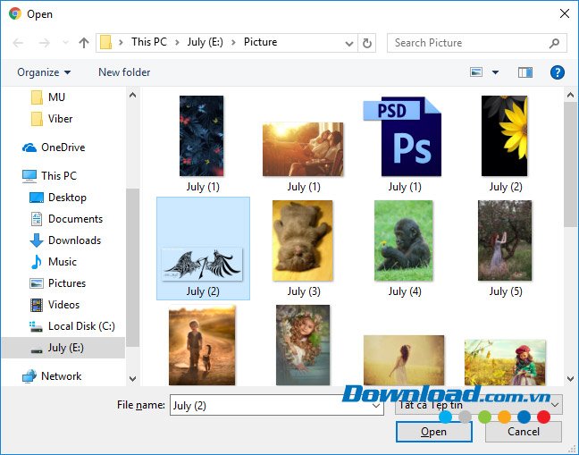 Chọn file cần gửi qua Surgr Send