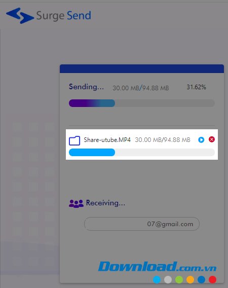 Tạm dừng quá trình gửi file