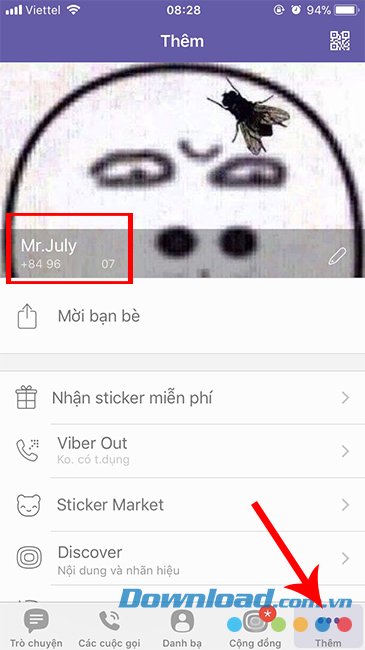 Tài khoản Viber cũ
