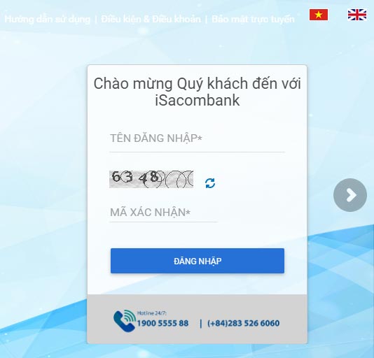 Đăng nhập Internet Banking của Sacombank