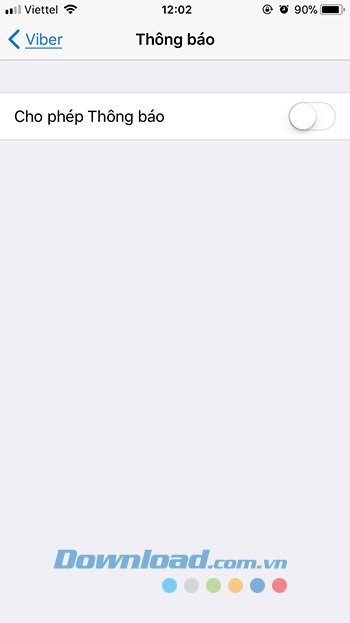 Tắt thông báo Viber