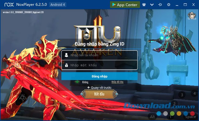 Chọn tài khoản sử dụng