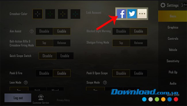 Chọn biểu tượng Facebook