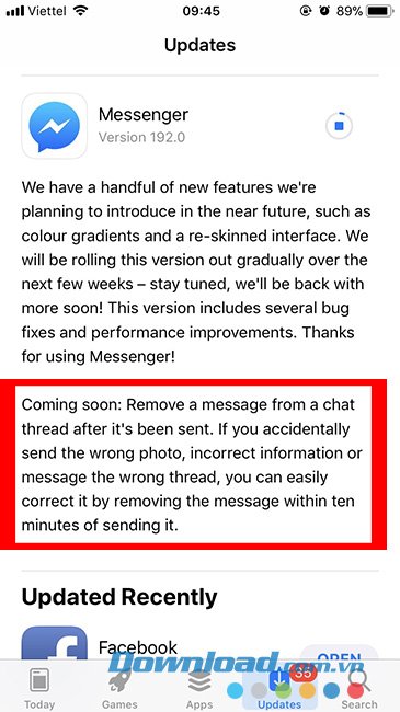 Facebook Messenger cập nhật