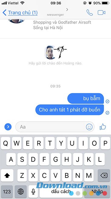 Chọn tin nhắn cần xóa