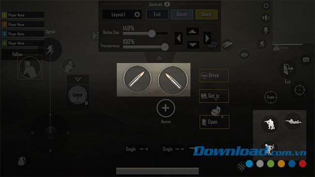 Di chuyển vị trí nút chơi PUBG Mobile