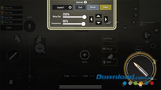 Điều chỉnh kích thước nút trong PUBG Mobile
