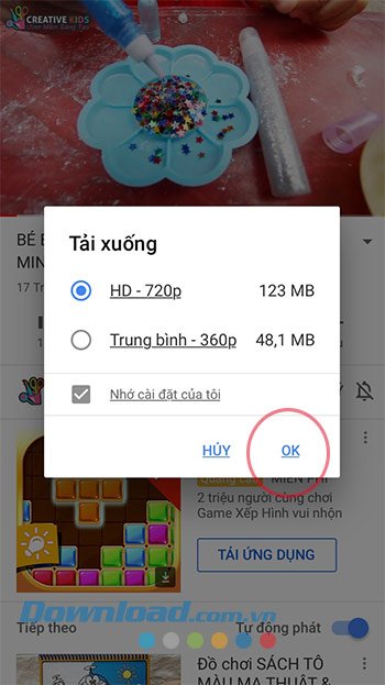 Chọn chất lượng Video YouTube