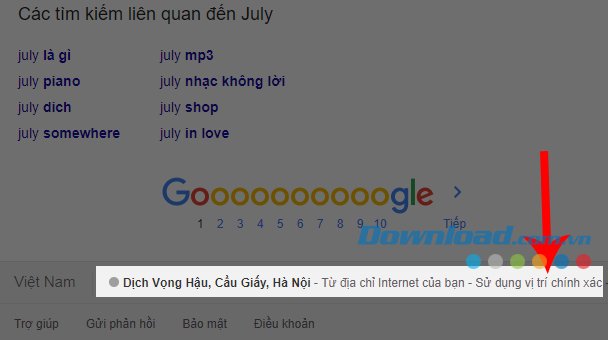 Vị trí hiện tại của người dùng