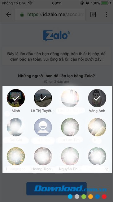 Xác nhận đăng nhập Zalo 